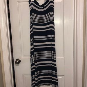 Blue and white maxi skirt